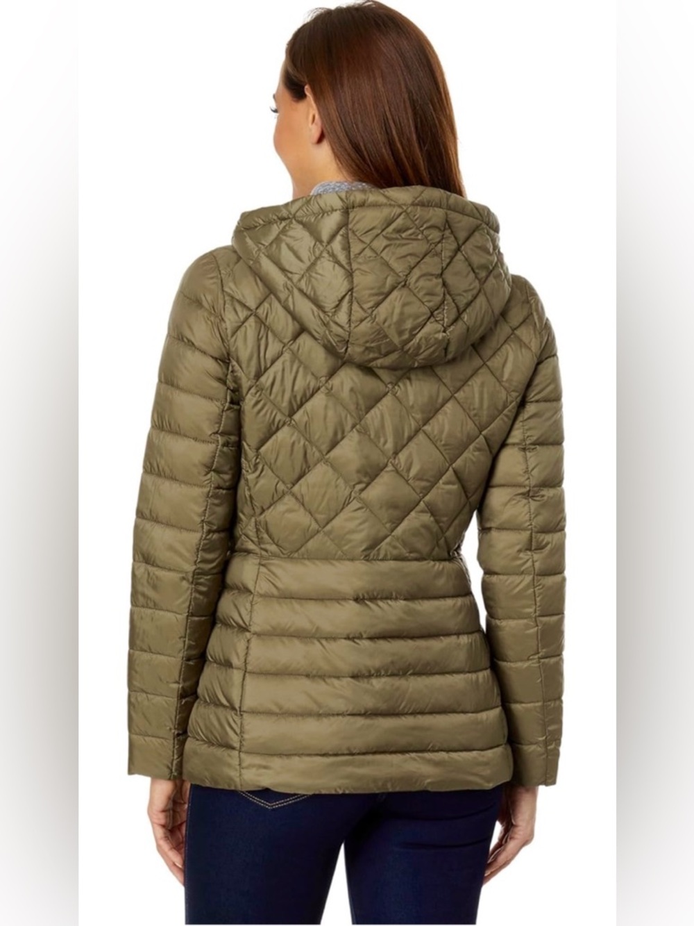 NWT Lauren Ralph Lauren Soft Puffer Hooded Recycled Jacket Olive Packable  Sz M - Picture 2 of 15
